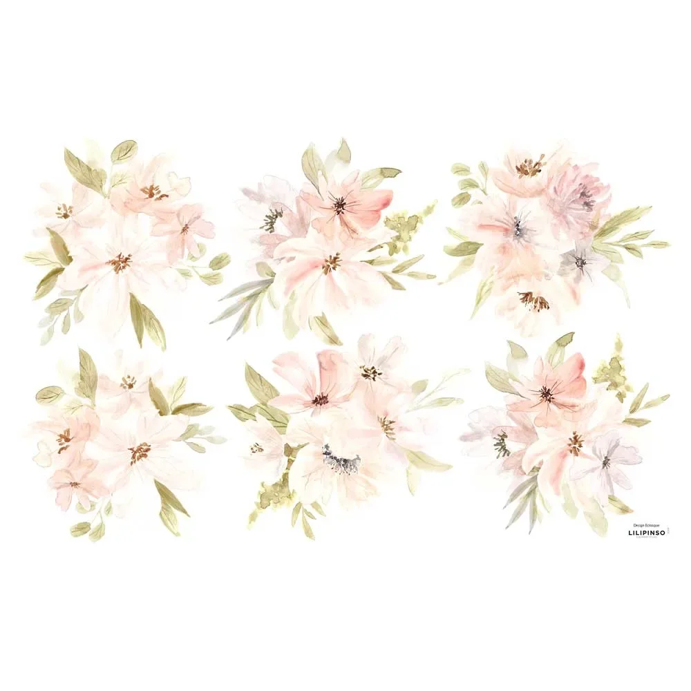 Lilipinso Wandsticker Blütengebinde apricot grün