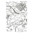 Lilipinso Wandsticker A3 Dinogetümmel mit Palmen grau