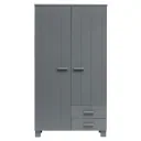 WOOOD - Schrank Dennis, 2-türig, Kiefer, 202x111x55 cm, Stahlgrau