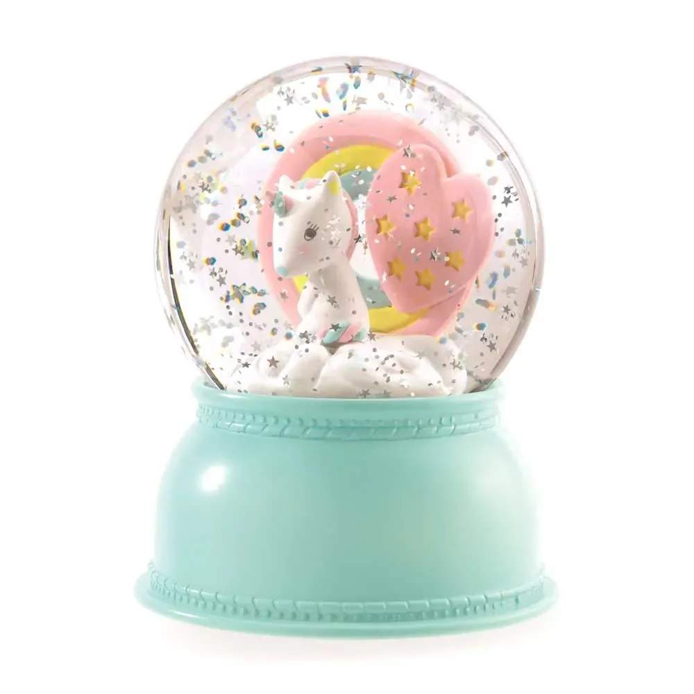 Djeco Nachtlicht Schneekugel Einhorn
