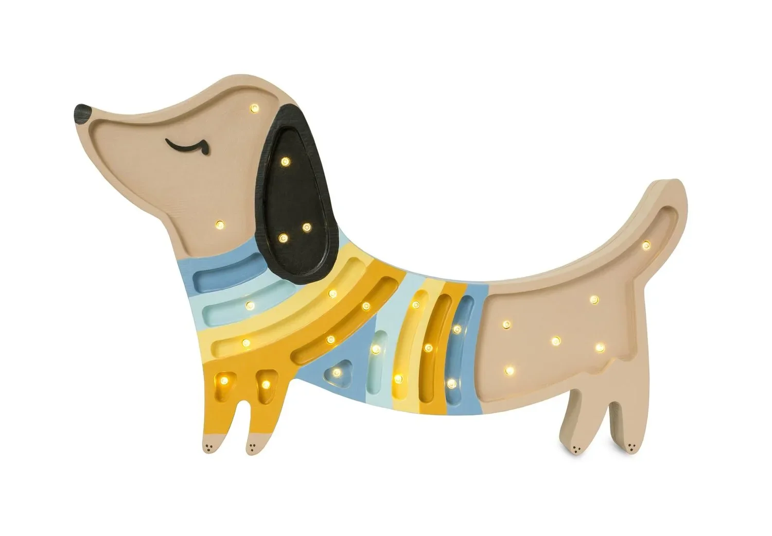 Little Lights Nachtlicht Kinder, Nachtlampe Welpe - 100% Kiefernholz natur, Farbe: Erdbeercreme