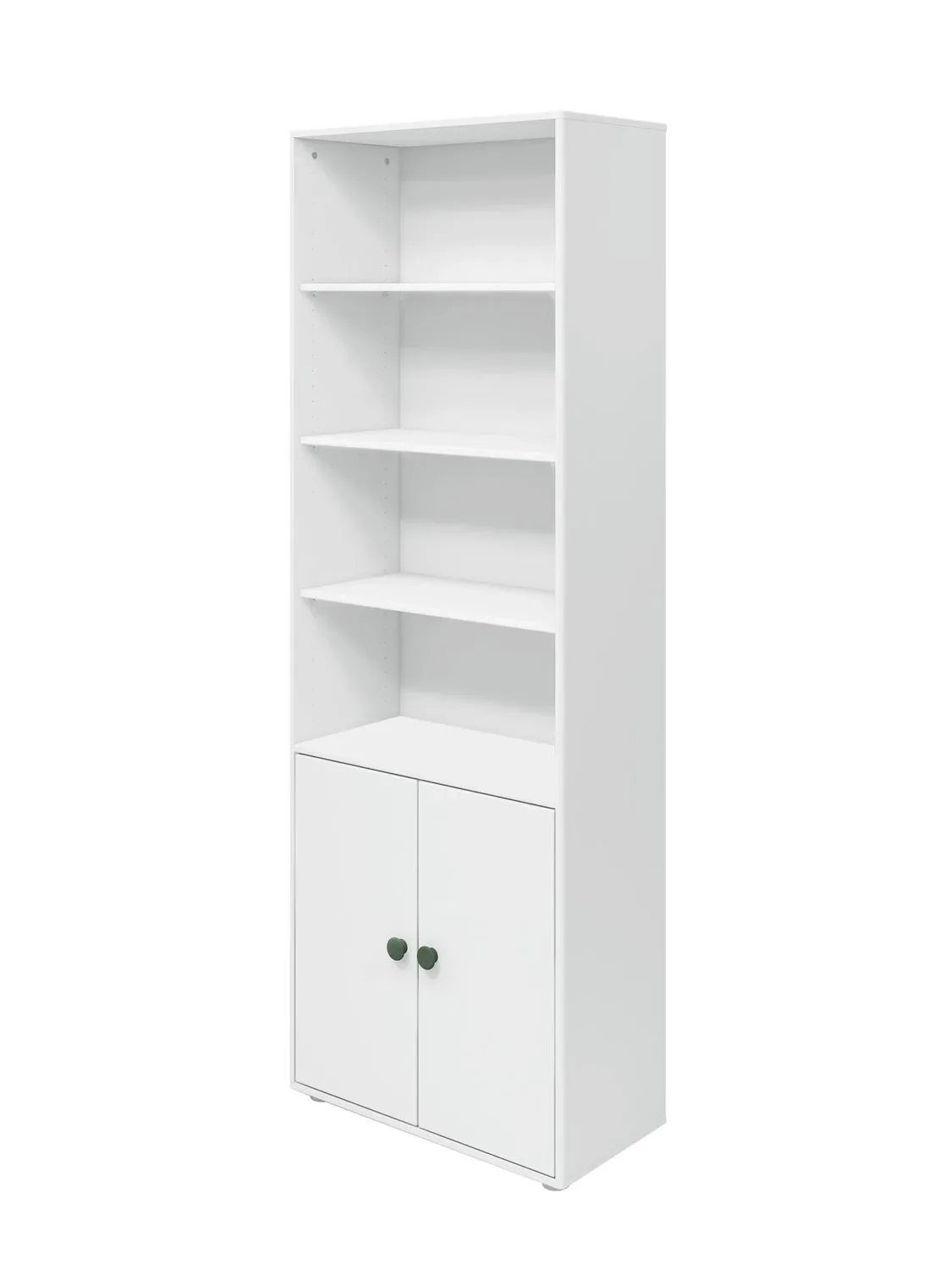 Flexa Bücherregal - Roomie, mit 2 Türen, 72x202,5 cm, Farbe: Weiß/Tiefgrün