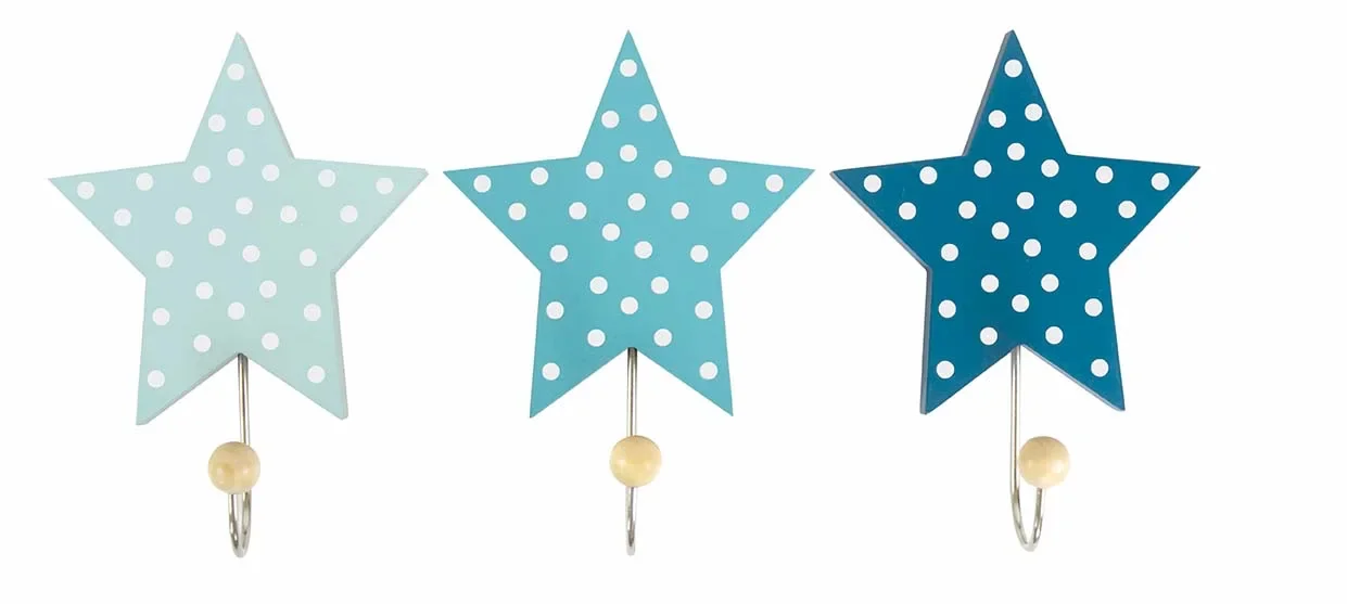 Jabadabado Wandhaken, Kleiderhaken - Sterne, Farbe: blau