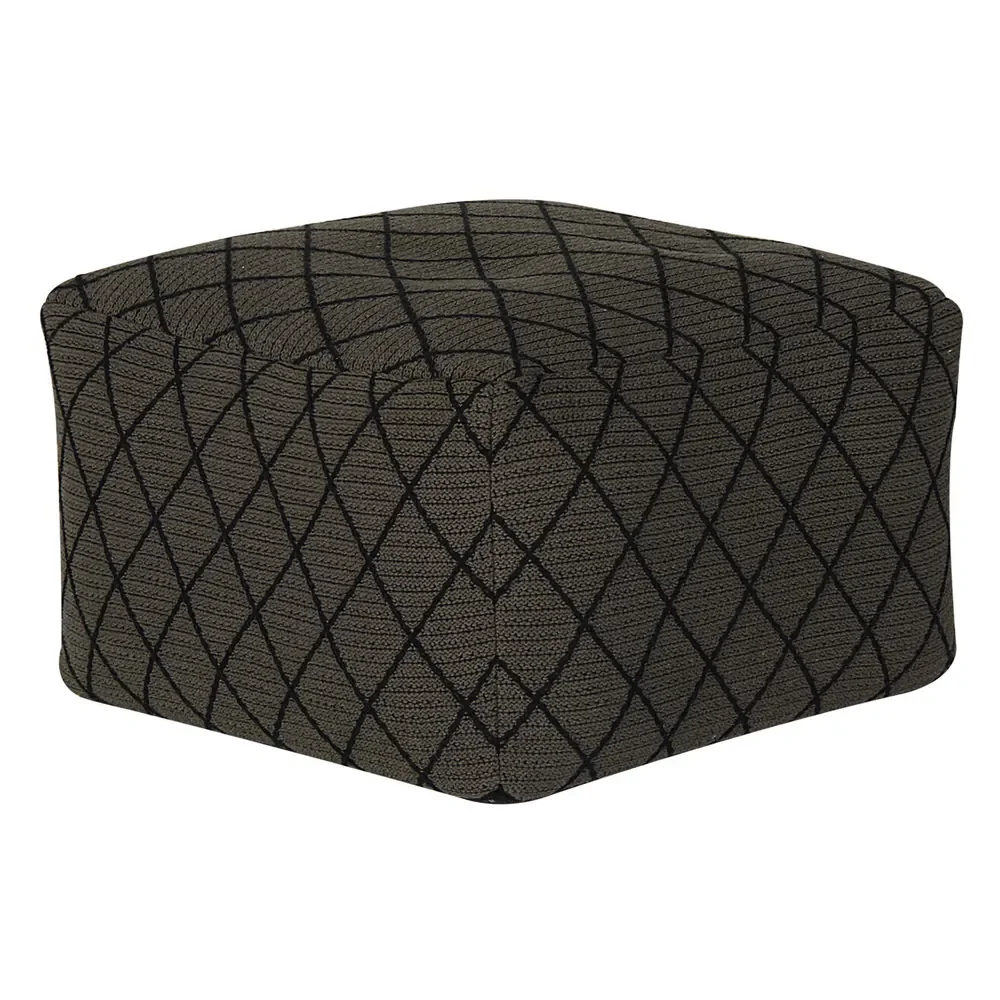 Quax Hocker / Pouff Rautenmuster taupe schwarz