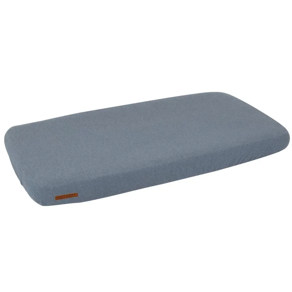 Little Dutch Bettlaken Babybett uni blau "Pure Blue", Größe: 60 x 120 cm