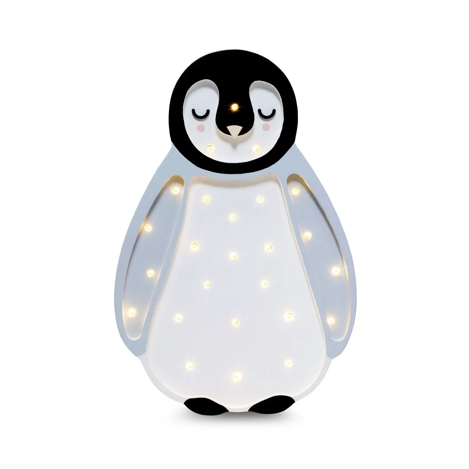 Little Lights Nachtlicht Kinder, Nachtlampe Pinguin - 100% Kiefernholz natur, Farbe: hellgrau