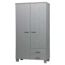 WOOOD - Schrank Dennis, 2-türig, Kiefer, 202x111x55 cm, betongrau
