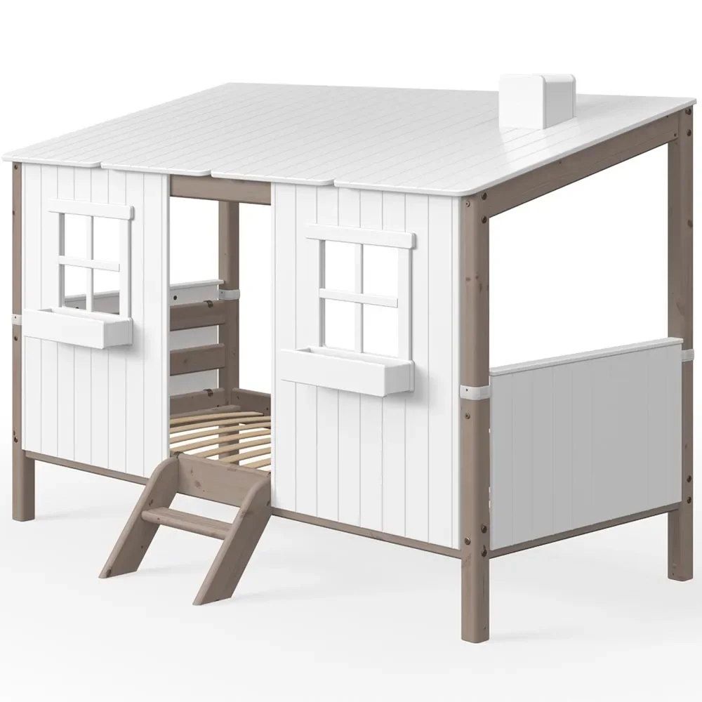 Flexa Einzelbett Haus weiss braun