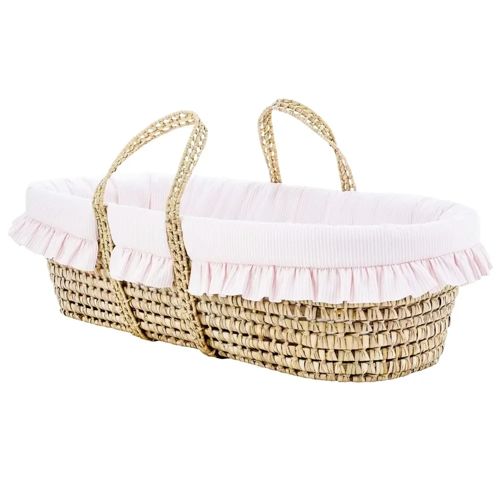 Caramella Moseskorb / Babykorb rosa weiß
