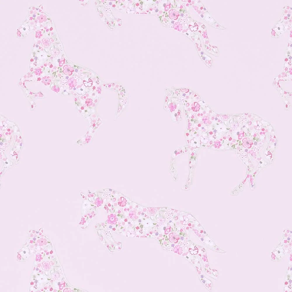 Little Sanderson Abracazoo Tapete Blumen Pferde rosa