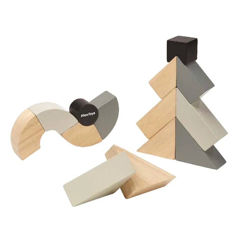 Plan Toys drehbare Holzklötze grau schwarz Holz
