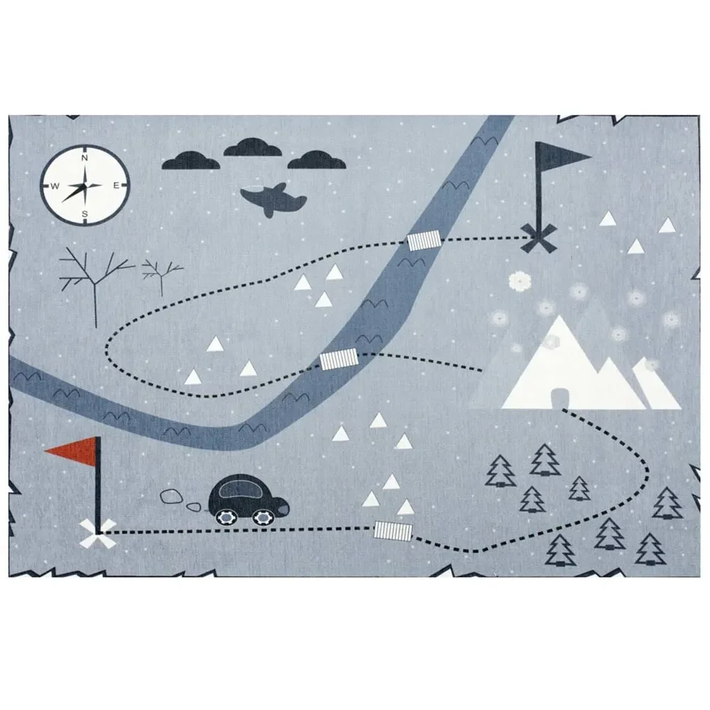 Livone Kinderteppich waschbar Schatzkarte blau, Teppichgrösse: 140 x 190 cm