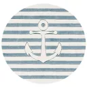 Livone Kinderteppich rund Anker blau weiss