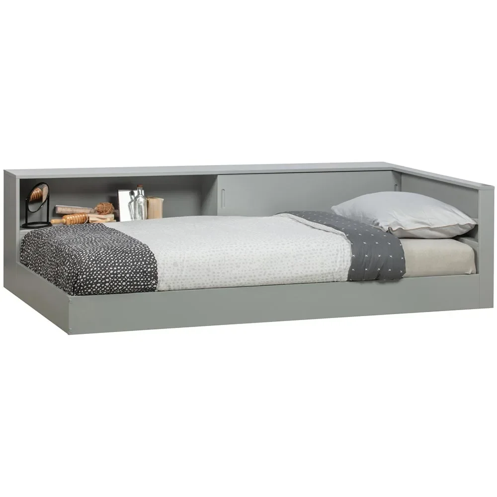 Woood Kinderbett mit Ablage grau