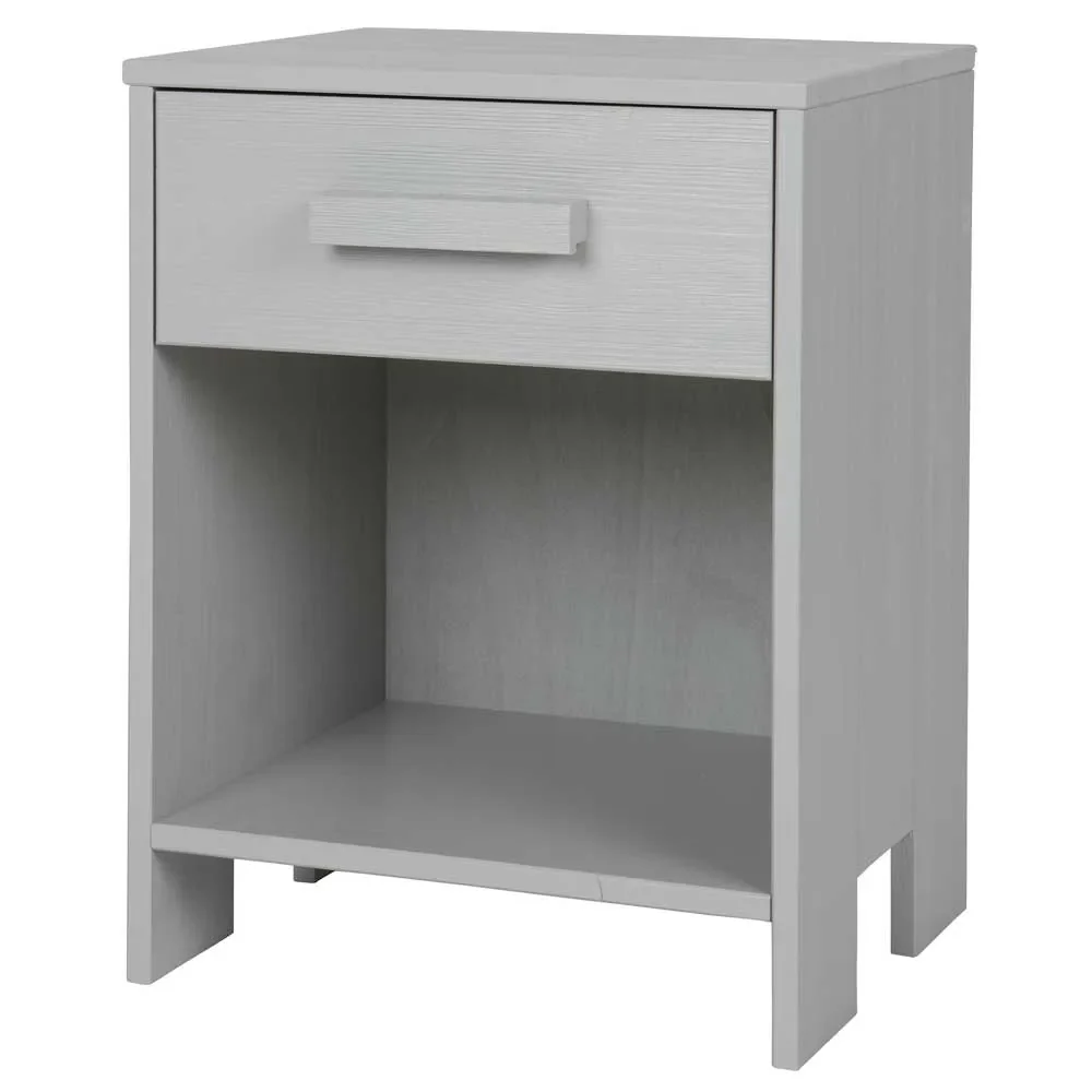 WOOOD - Nachtschrank Dennis, Kiefer, betongrau, matt, 52x39x36 cm
