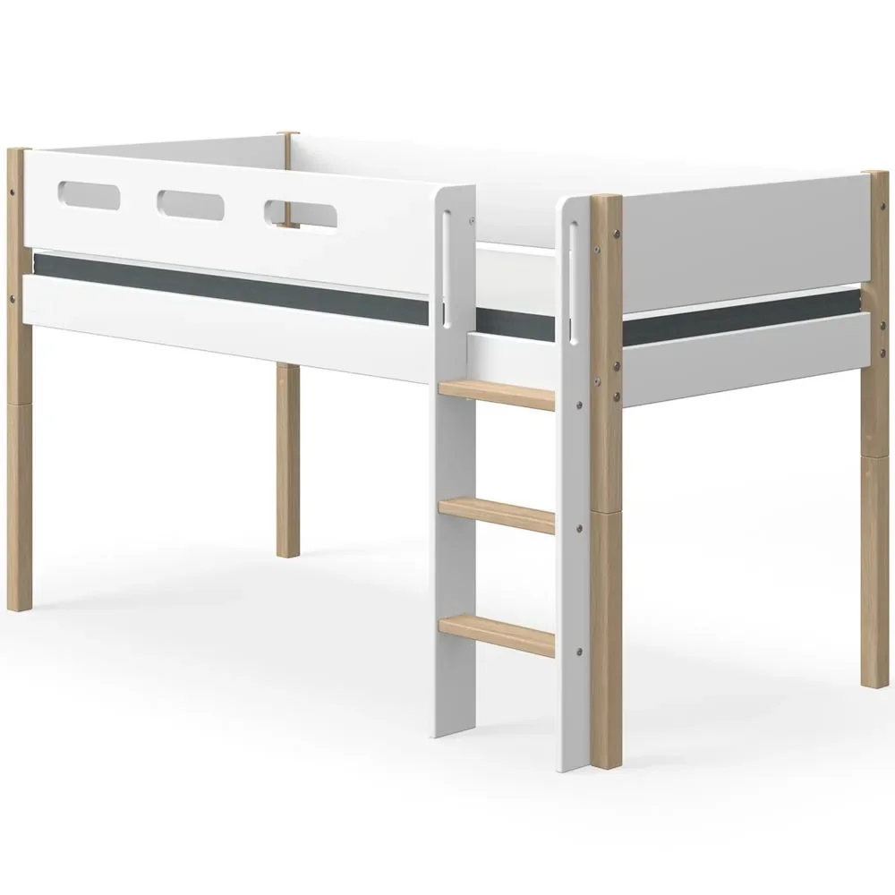 Flexa Nor halbhohes Bett Leiter senkrecht weiß / Eiche