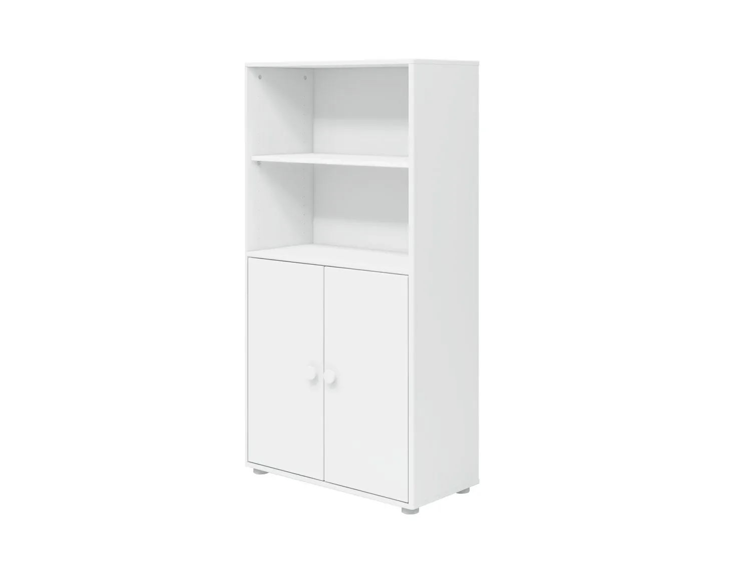 FLEXA Bücherregal, Bücherwand - Midi, 2 Türen, 72 cm x 138 cm, Farbe: weiss