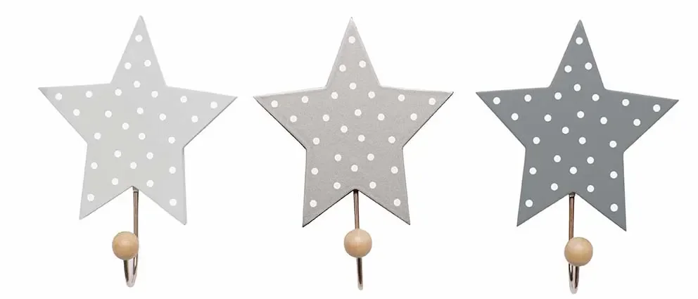 Jabadabado Wandhaken, Kleiderhaken - Sterne, Farbe: grau