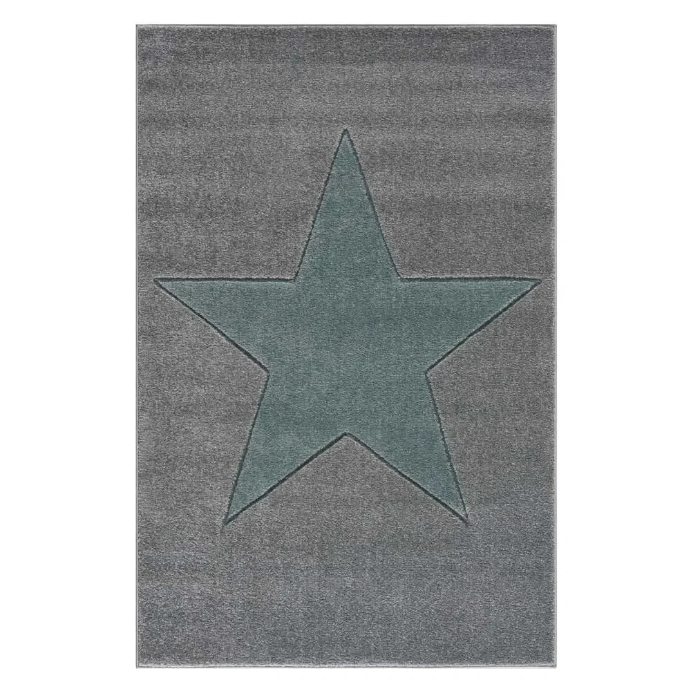 Livone Kinderteppich Stern mint auf grau, Teppichgrösse: 120 x 180 cm