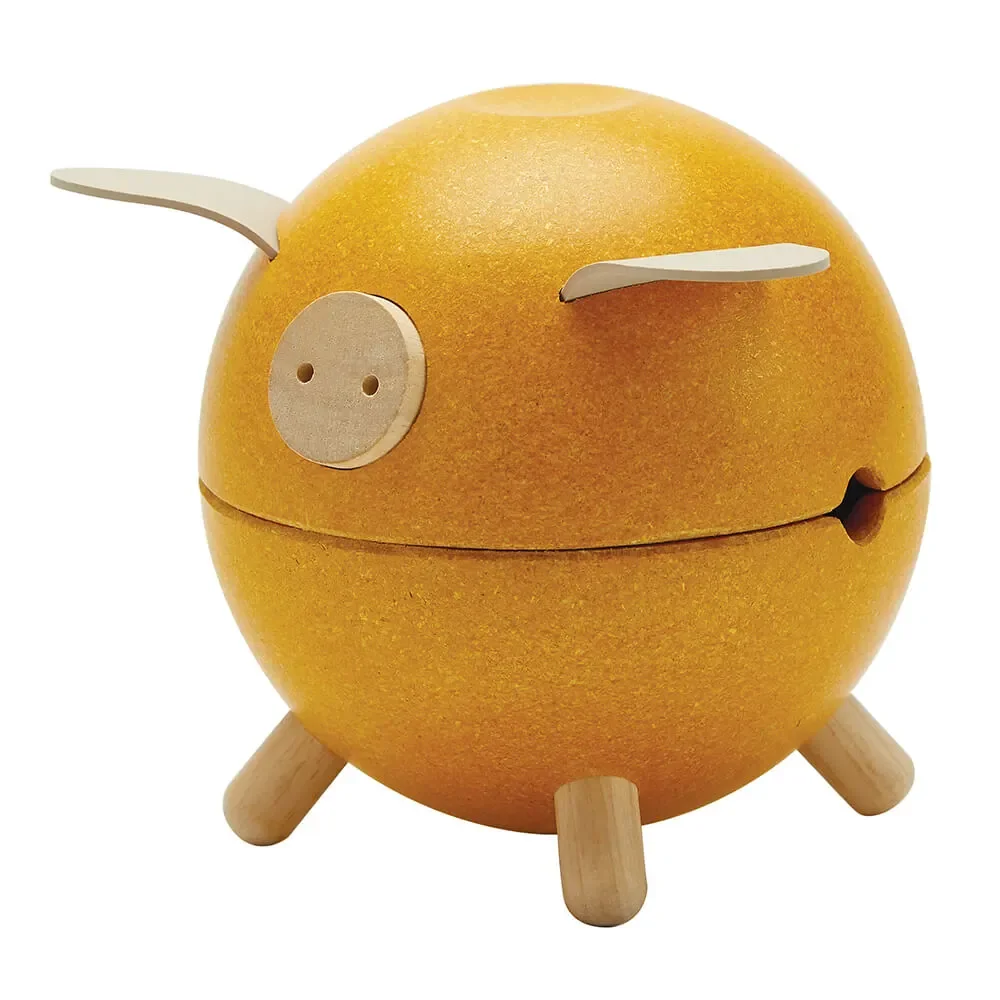 Plan Toys Sparschwein Holz gelb