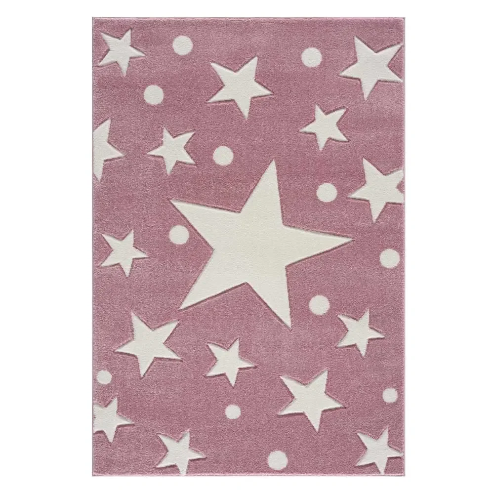 Livone Teppich Estrella Stern & Konfetti rosa, Teppichgrösse: 120 x 180 cm