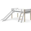 Flexa Nor halbhohes Bett mit Rutsche  weiß / Eiche