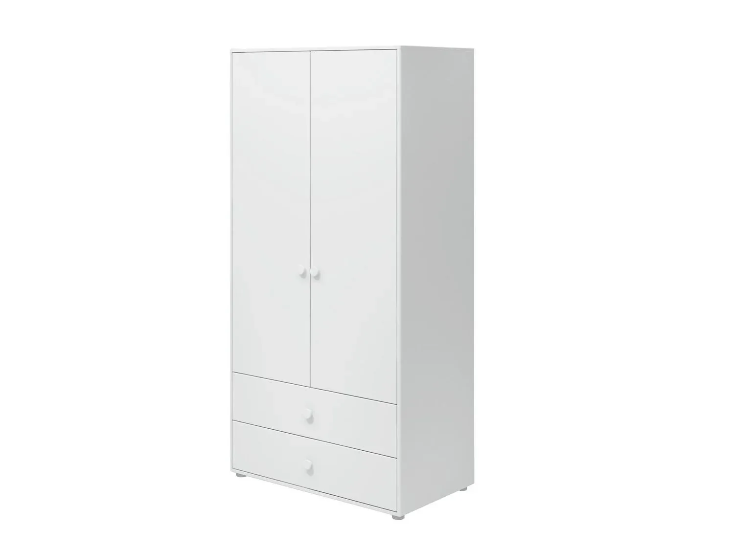 Flexa Kleiderschrank - Roomie, 2 Türen + 2 Schubladen, Farbe: weiss