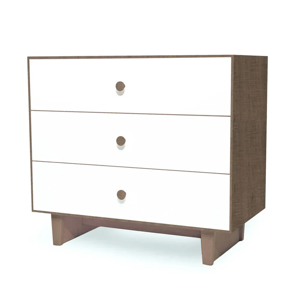 Oeuf Kommode Merlin 3 Schubkästen weiß/Walnuss Füße Rhea, Farbe Füsse: Birke