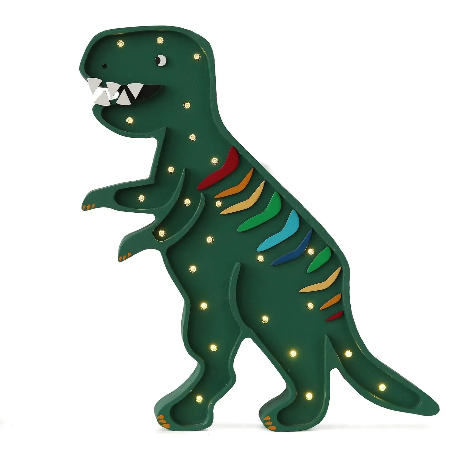 Little Lights Nachtlicht Kinder, Nachtlampe T-Rex - 100% Kiefernholz natur, Farbe: Regenbogengrün