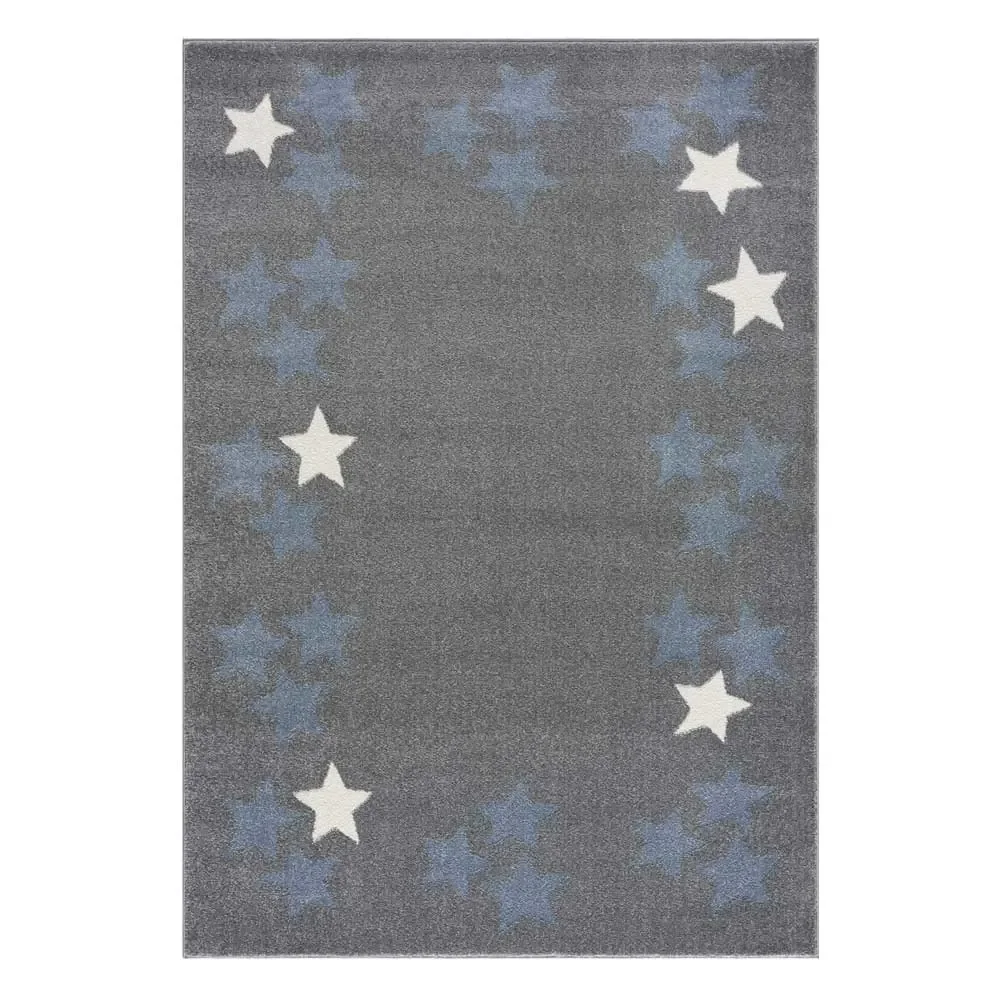 Livone Teppich Sternenband blau grau, Teppichgrösse: 120 x 180 cm