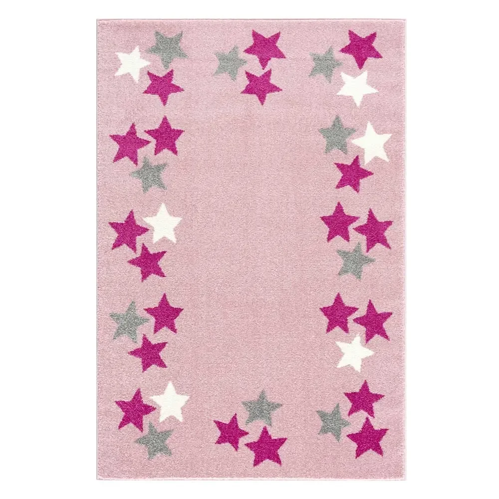 Livone Teppich Sternenband rosa grau, Teppichgrösse: 120 x 180 cm