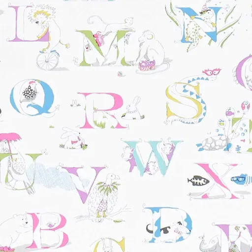 Little Sanderson Abracazoo Motivstoff Alphabet creme aqua grün blau