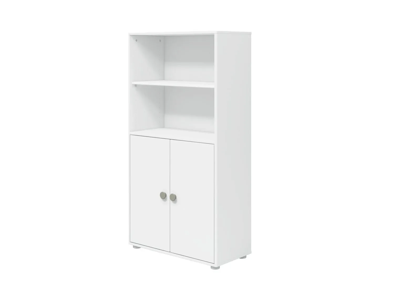 FLEXA Bücherregal, Bücherwand - Midi, 2 Türen, 72 cm x 138 cm, Farbe: Weiß/Naturgrün