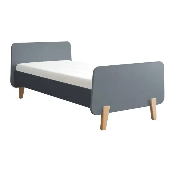Laurette Kinderbett "MM" mit Holzfüssen 90 x 190, Farbe: Gris Souris