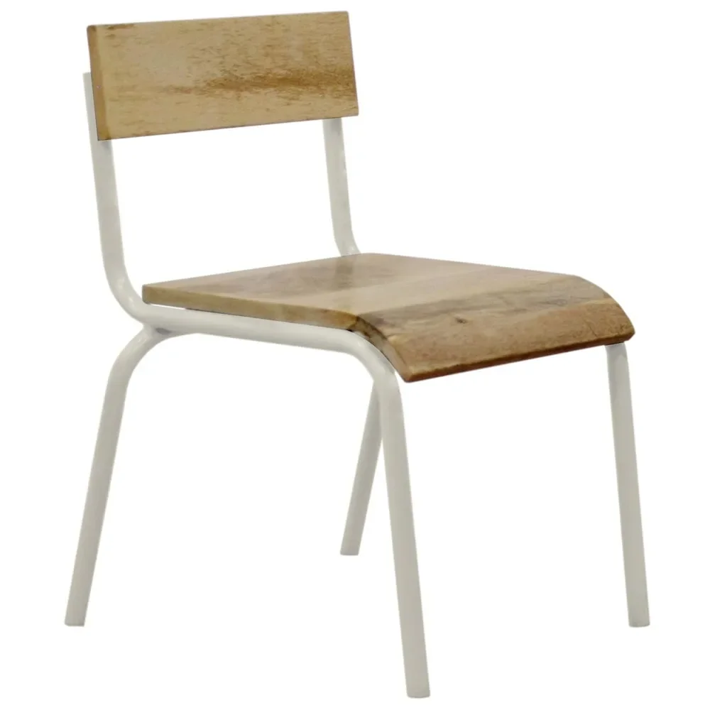 Weißer Kinderstuhl aus Holz und Metall Kidsdepot, Set von 2, 35x36x56 cm