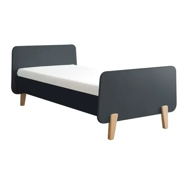 Laurette Kinderbett "MM" mit Holzfüssen 90 x 190, Farbe: Charbon