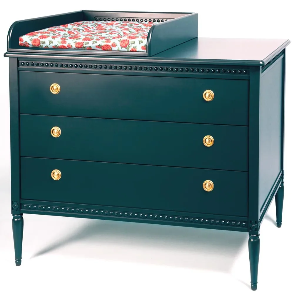 Gustavienne Wickelauflage für Kommode dunkelgrün