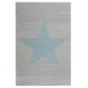 Livone Kinderteppich Stern blau auf grau, Teppichgrösse: 120 x 180 cm