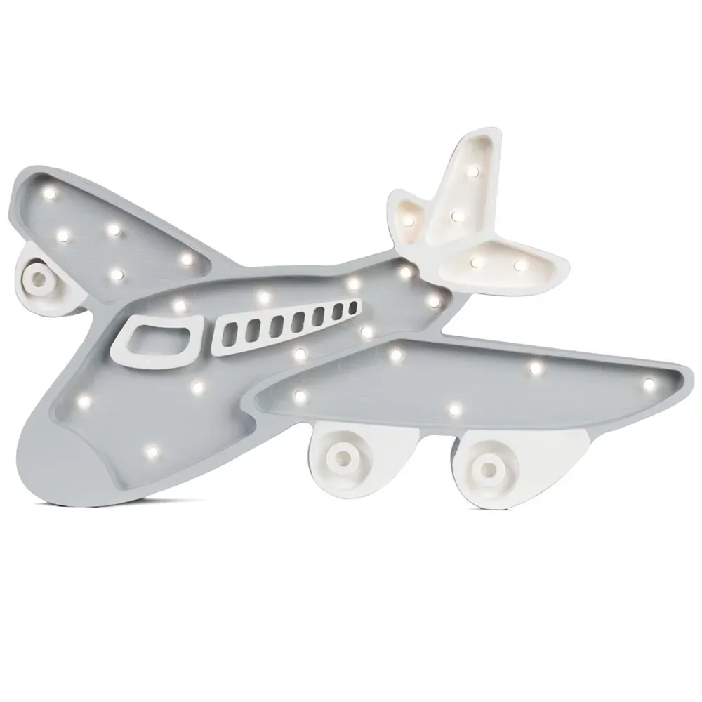 little lights Led Deko Kinderlampe Flugzeug grau