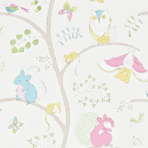 Little Sanderson Abracazoo Tapete Baumtiere pink blau