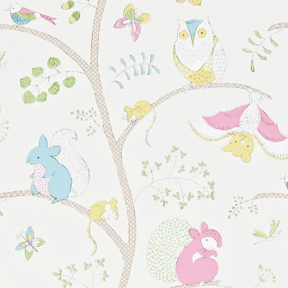 Little Sanderson Abracazoo Tapete Baumtiere pink blau