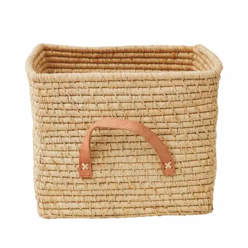 Rice Bastkorb Ledergriffe natur 30 x 30