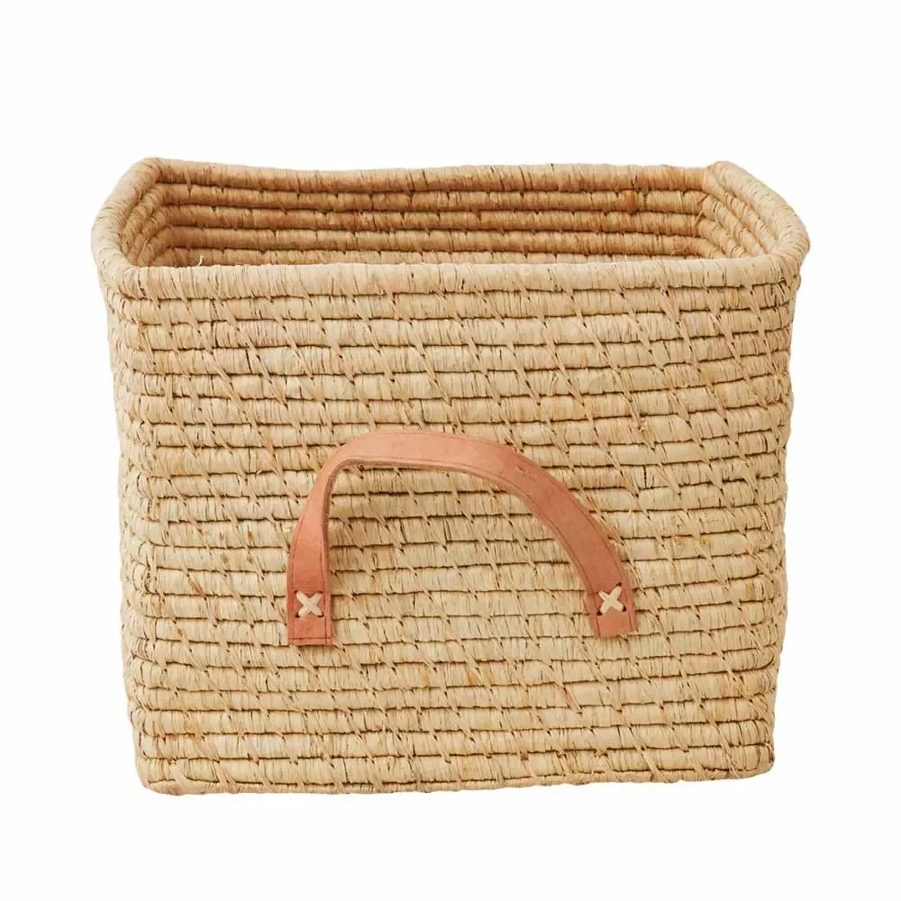 Rice Bastkorb Ledergriffe natur 30 x 30