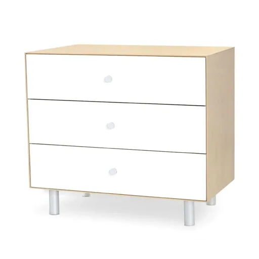 Oeuf Kommode Merlin 3 Schubkästen weiß/Birke Füße Classic