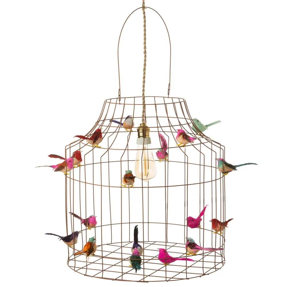Dutch Dilight Pendellampe rost Vögelchen mix, Größe: groß 72 x 45 cm