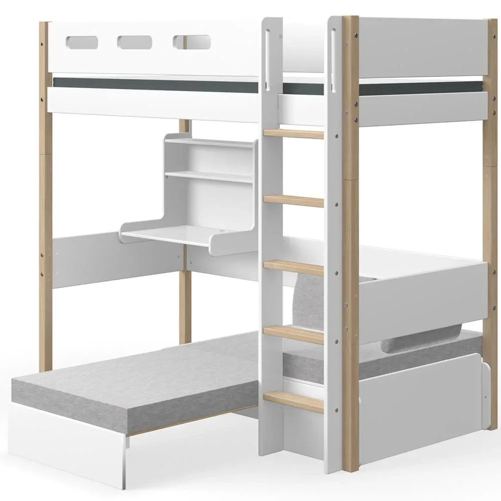 Flexa Nor Hochbett "Casa" weiß / Eiche