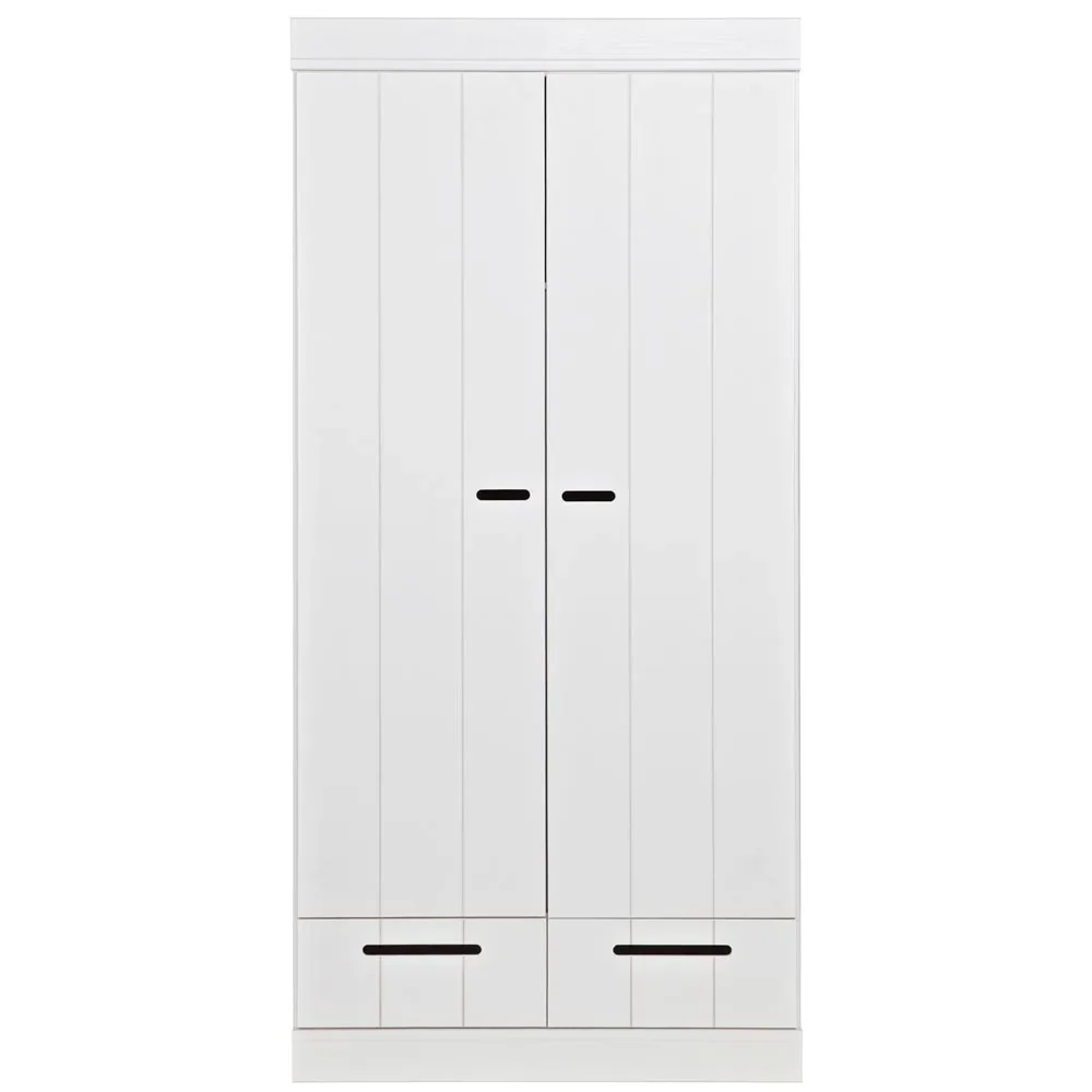 WOOOD 2 türiger Kleiderschrank erweiterbar Schubladen weiss