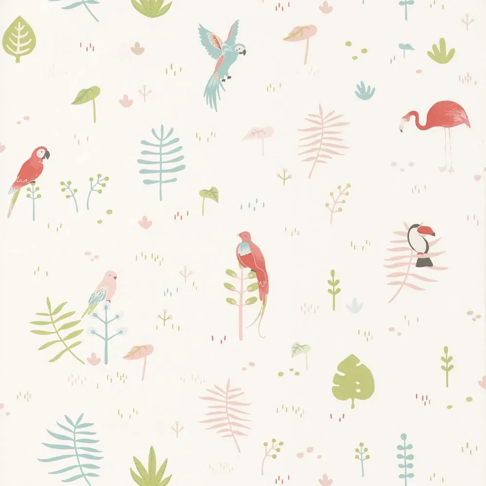 Casadeco Kindertapete Happy Dreams Tropen mint koralle