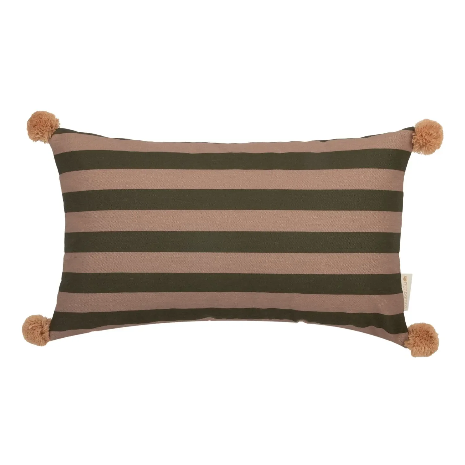 Nobodinoz Rechteckiges Kissen Majestic, Farbe: GREEN TAUPE STRIPES
