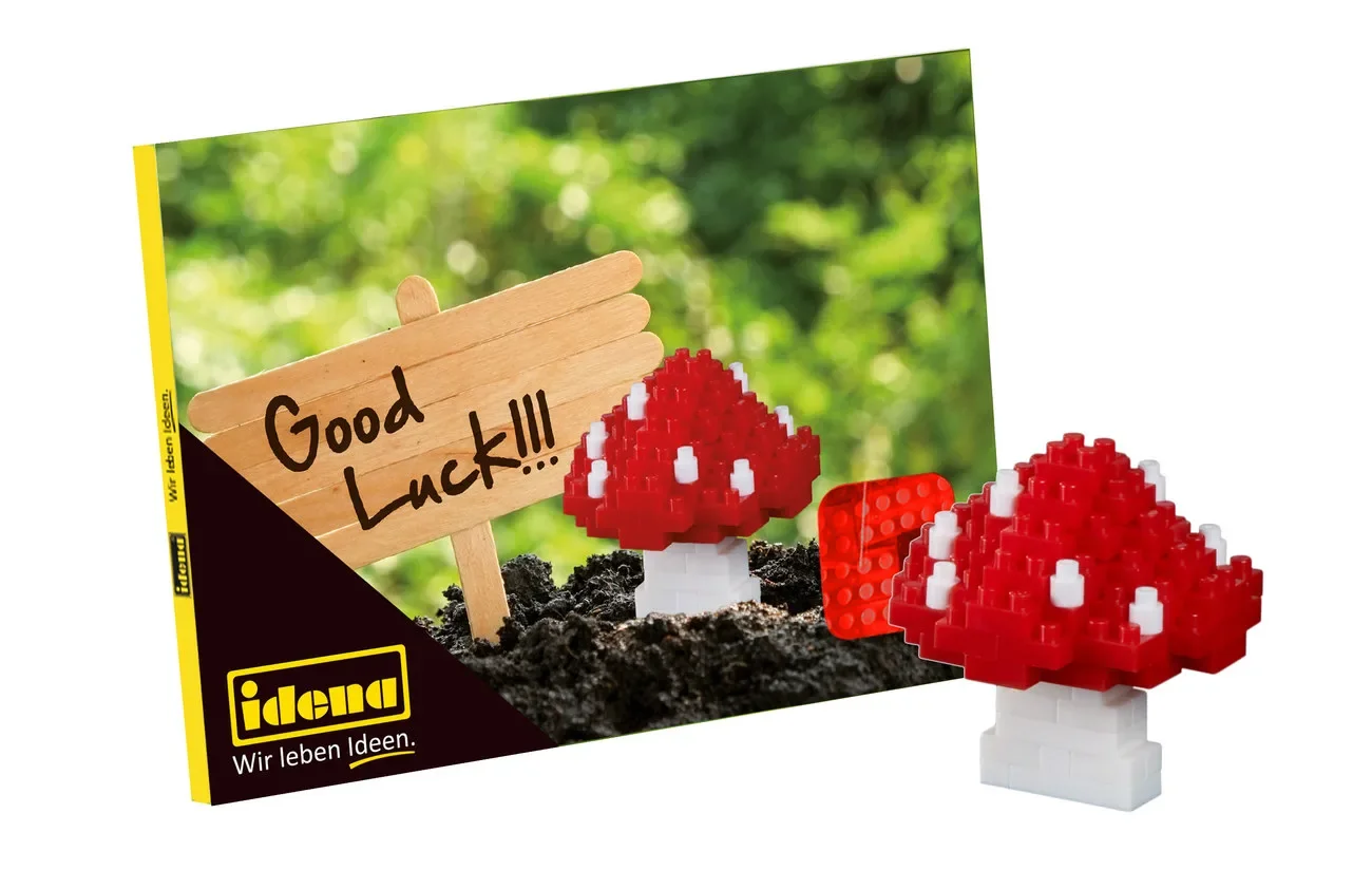 Idena, Minibausteine Postkarte - Spielwaren für Kinder und kreative Bastelprojekte, Art: Glückspilz